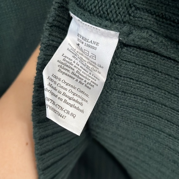 NWT Everlane Boxy Organic Cotton Women's Sweater Large Dark Green - Picture 7 of 7